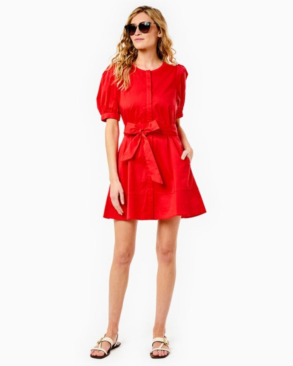 Addison Bay Womens Size Large Poppy Red Cotton Poplin Galley Dress NWT